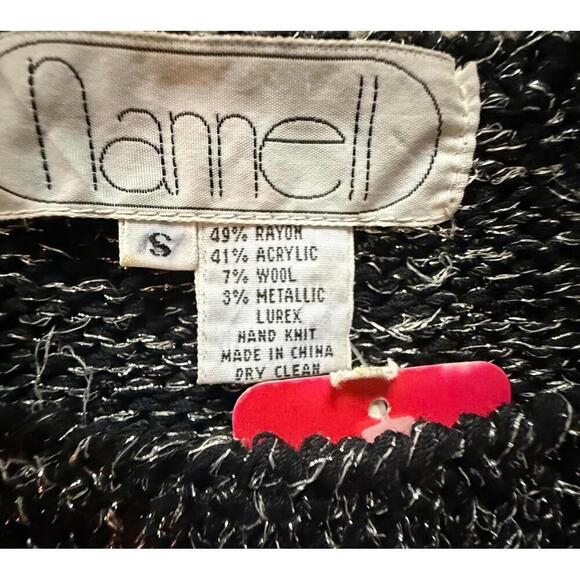 Nannell Vintage Asian-Inspired Metallic Knit Sweater Bold Applique Size S - Picture 4 of 6